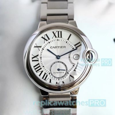 Swiss Ballon Bleu De Cartier Replica Watch SS White Dial 42mm